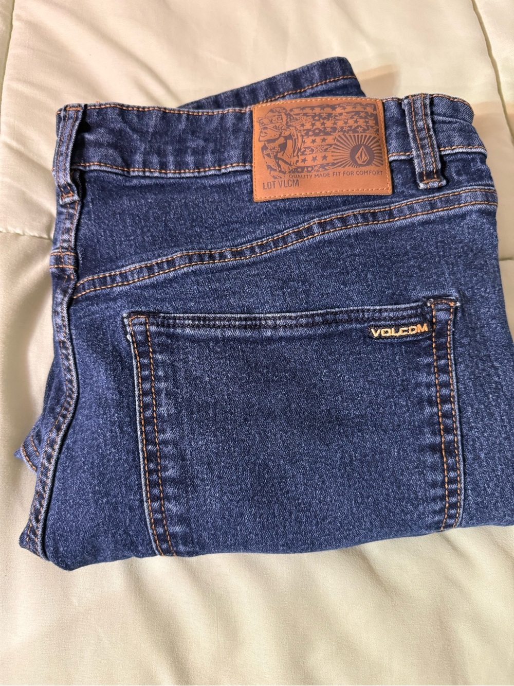 Volcom Men’s Vorta Slim Straight Jeans 36/28 Blue Denim